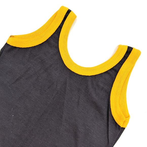 Vintage Dee Cee Rappers Tank Top Boys Sz 4 Black Yellow Ringer Retro Classic - Picture 2 of 4
